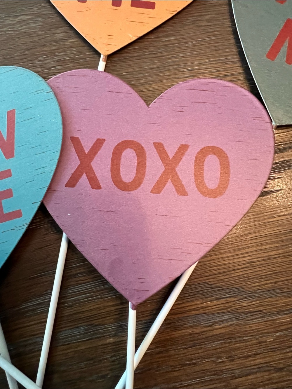 Multicolored Heart Picks Accent - FOR EVER Table/Garden Pick sets of 6 - Picture 4 of 10